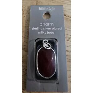 Hildie & Jo Nickel Free Silver Plated Milky Jade Pendant Charm NEW SEALED